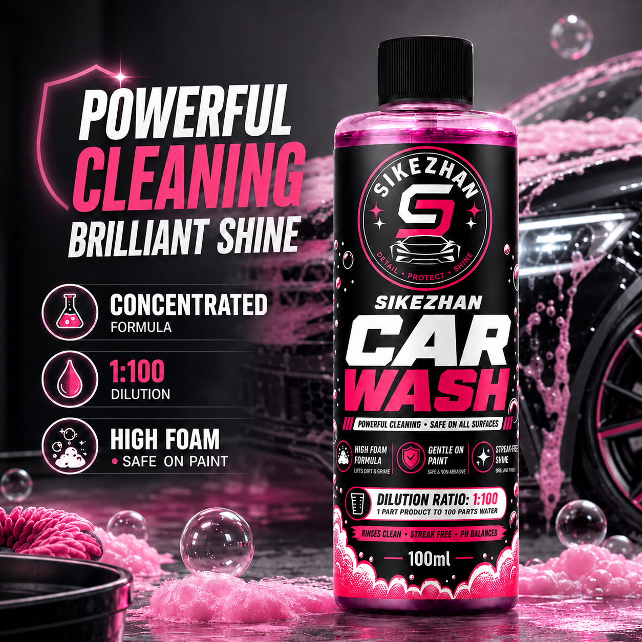 Foam Cannon Car Wash - 100 мл концентрированное пенящееся средство для