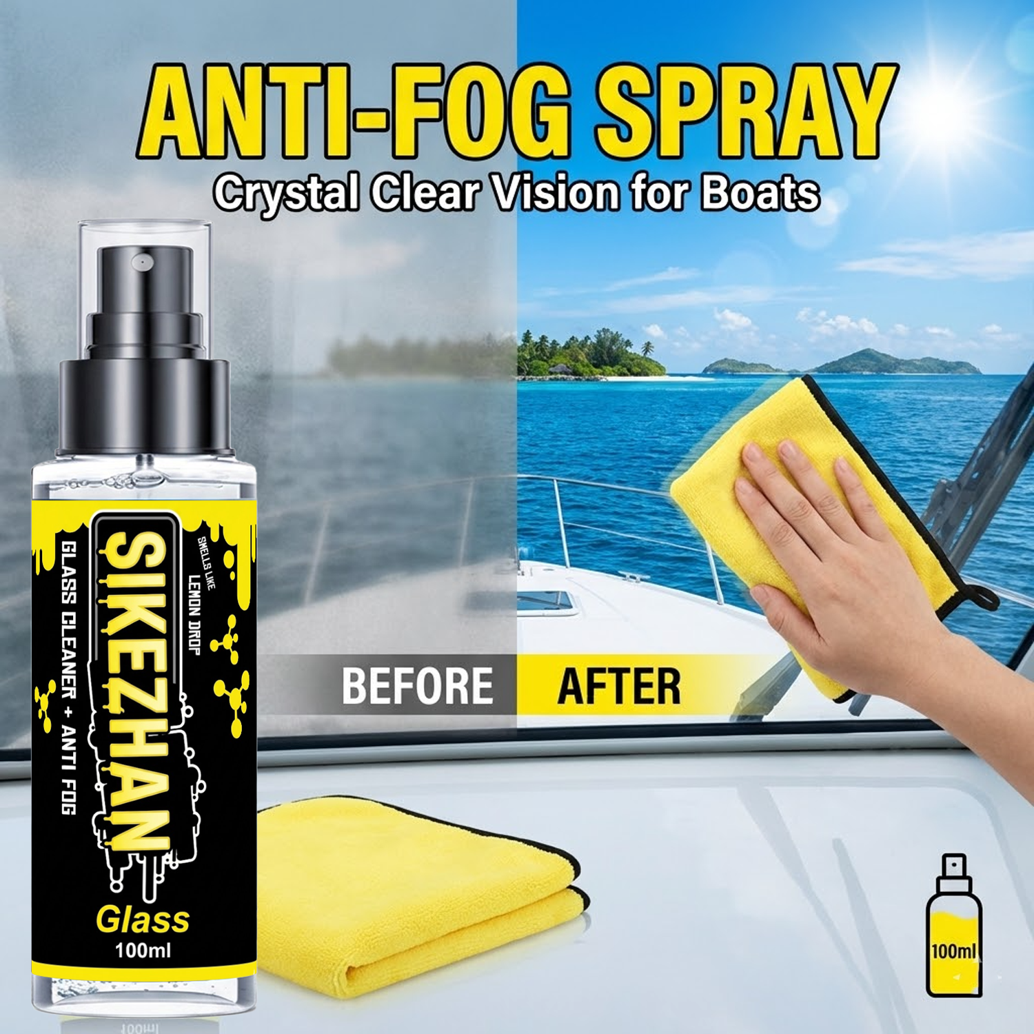 Glass Cleaner Streak - Спрей-очиститель для стекол 2-в-1 против запотевания